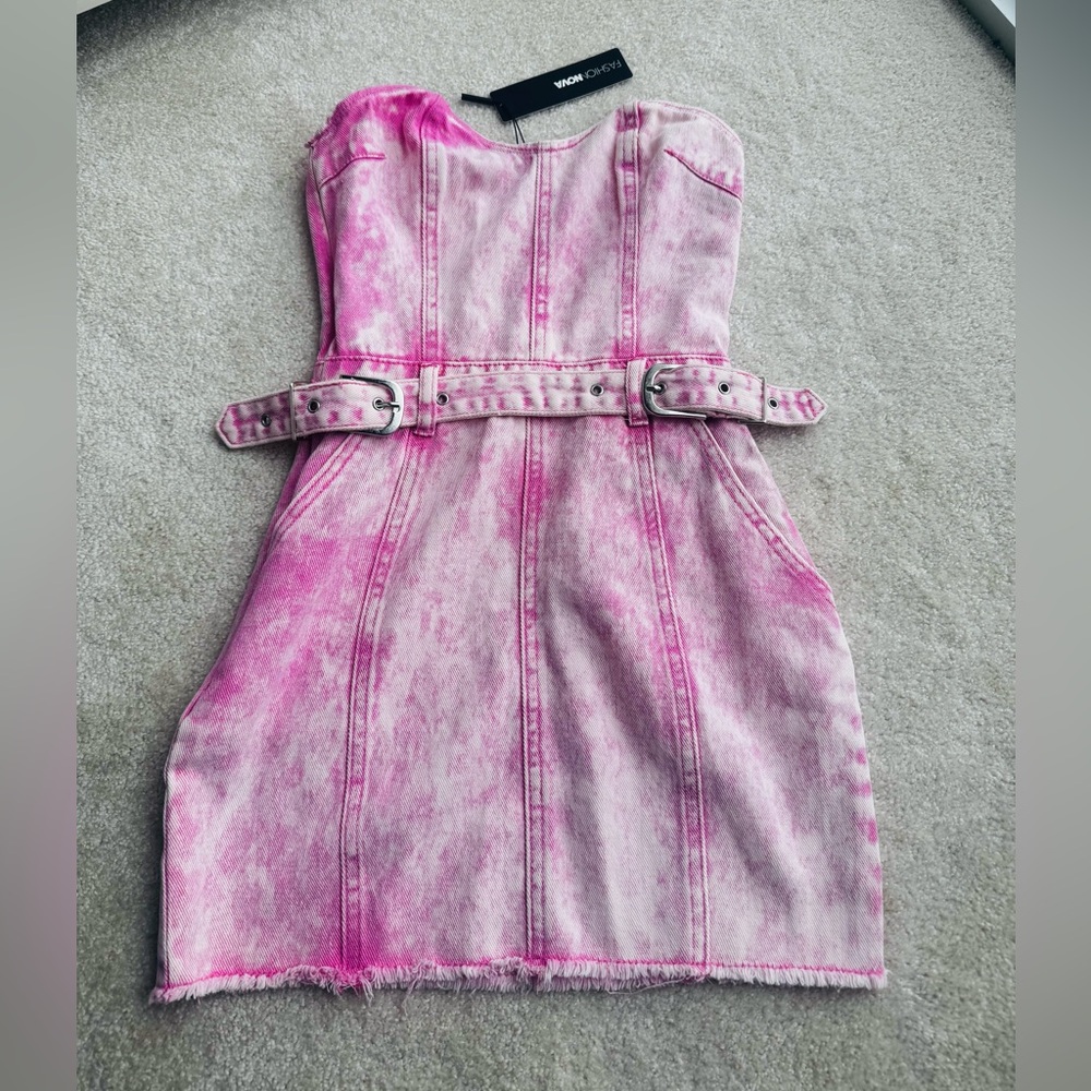 Favorite Denim Mini Dress - Pink